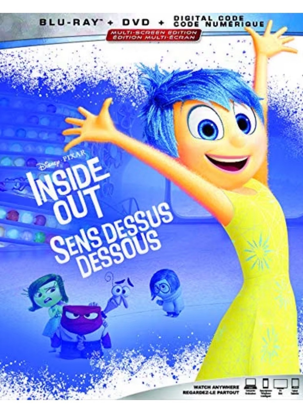 Disney•Pixar Inside Out Blue-Ray + DVD Disc Movie Kids Emotions Bilingual Gift